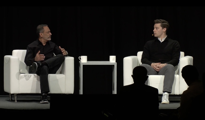 NVIDIA 企業運算副總裁 Manuvir Das（左）與OpenAI 首席營運長 Brad LightCap（右）。圖片來源：NVIDIA GTC
